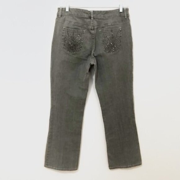 Chico's Platinum Gray Boot Cut Jeans w/ Studded Pockets - Picture 3 of 5